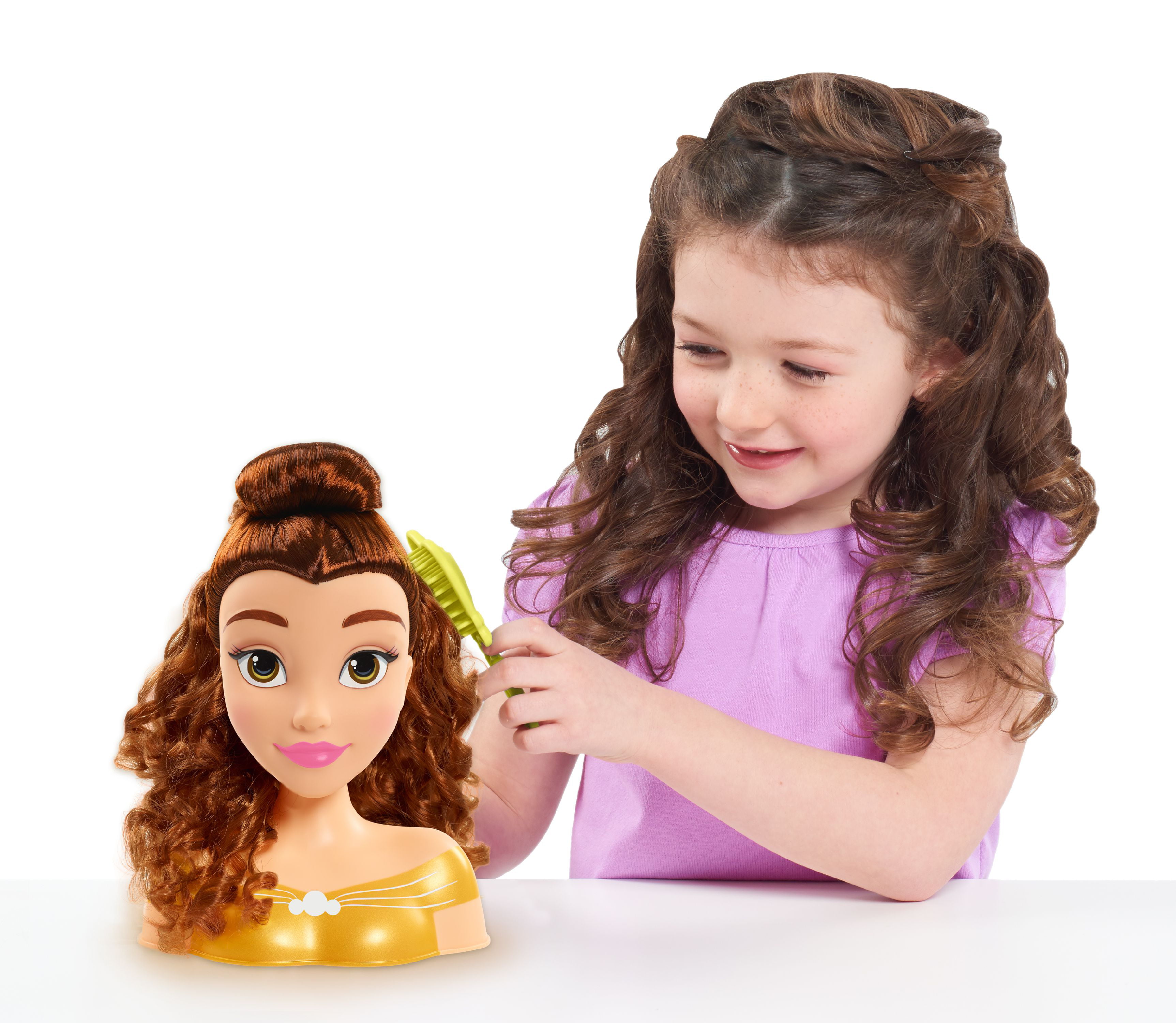 Beauty and the Beast Disney Princess Belle Styling Head Brown Hair 10 Piece Pretend Play Set by Just Play