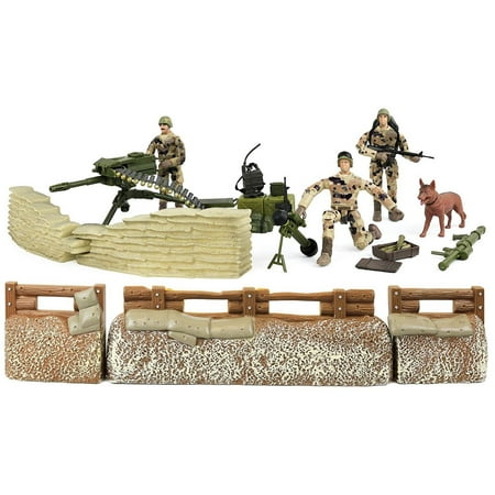 Trench Set - Click N' Play Military Trench Defense Unit 25 Piece Play Set With Accessories
