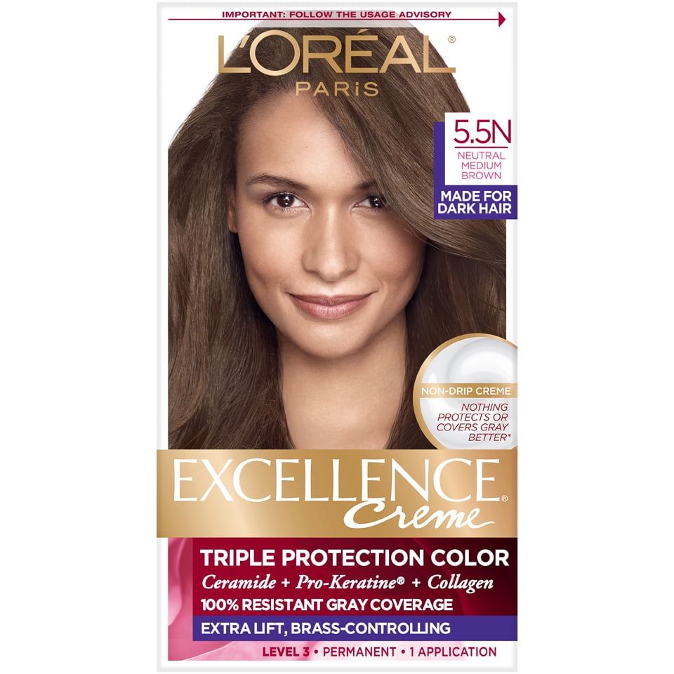 Loreal Paris Excellence Creme Permanent Triple Protection Hair Color 55n Medium Neutral Brown 8319