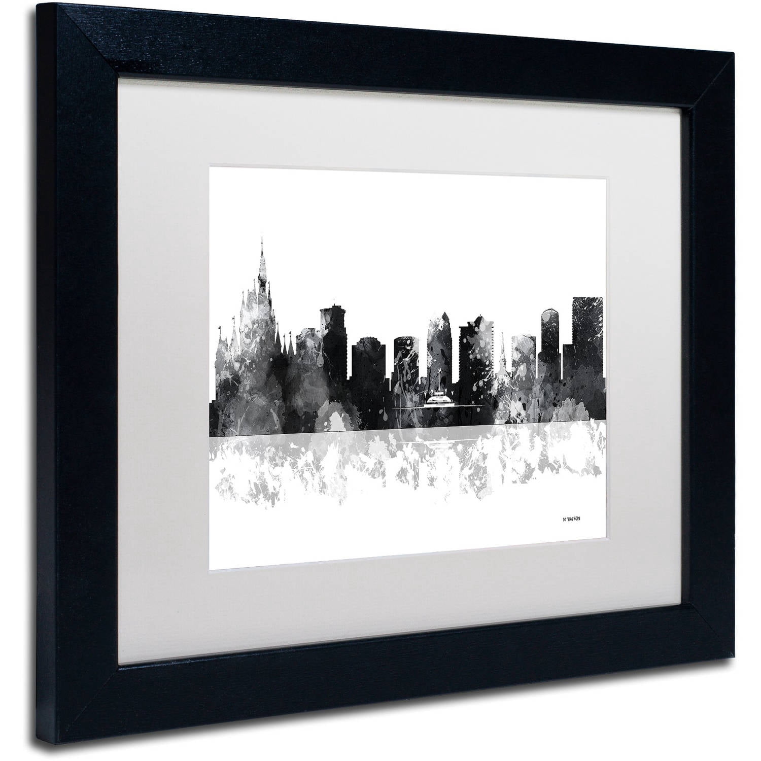 Trademark Fine Art "Orlando Florida Skyline BG-1" Canvas Art by Marlene Watson, White Matte, Black Frame