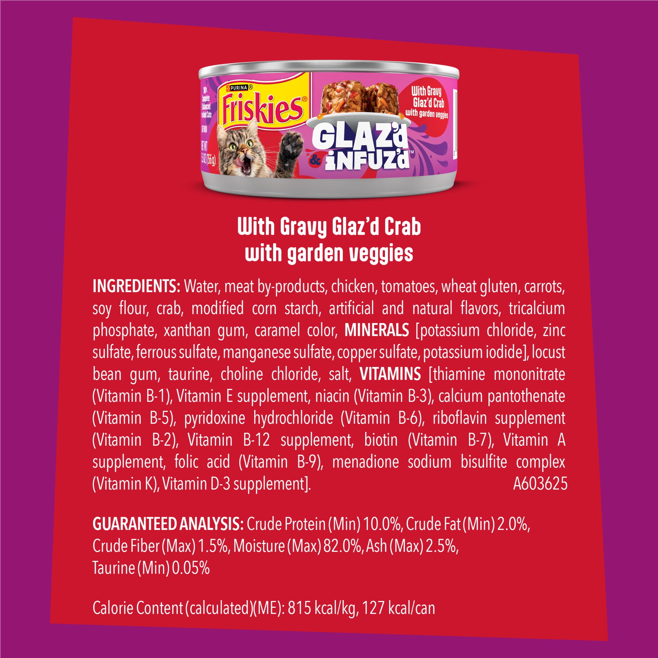 (24 pack) Purina Friskies Glaz’d and Infuz’d Crab Flavor Wet Cat Food, 5.5 oz Can