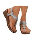 thumbnail image 3 of Fiaer Platform Wedge Sandals for Women Fashion Summer Boho Rhinestones Gladiator Open Toe Low Heel Sandals Lightweight Outdoor Sandals Silver 9, 3 of 8