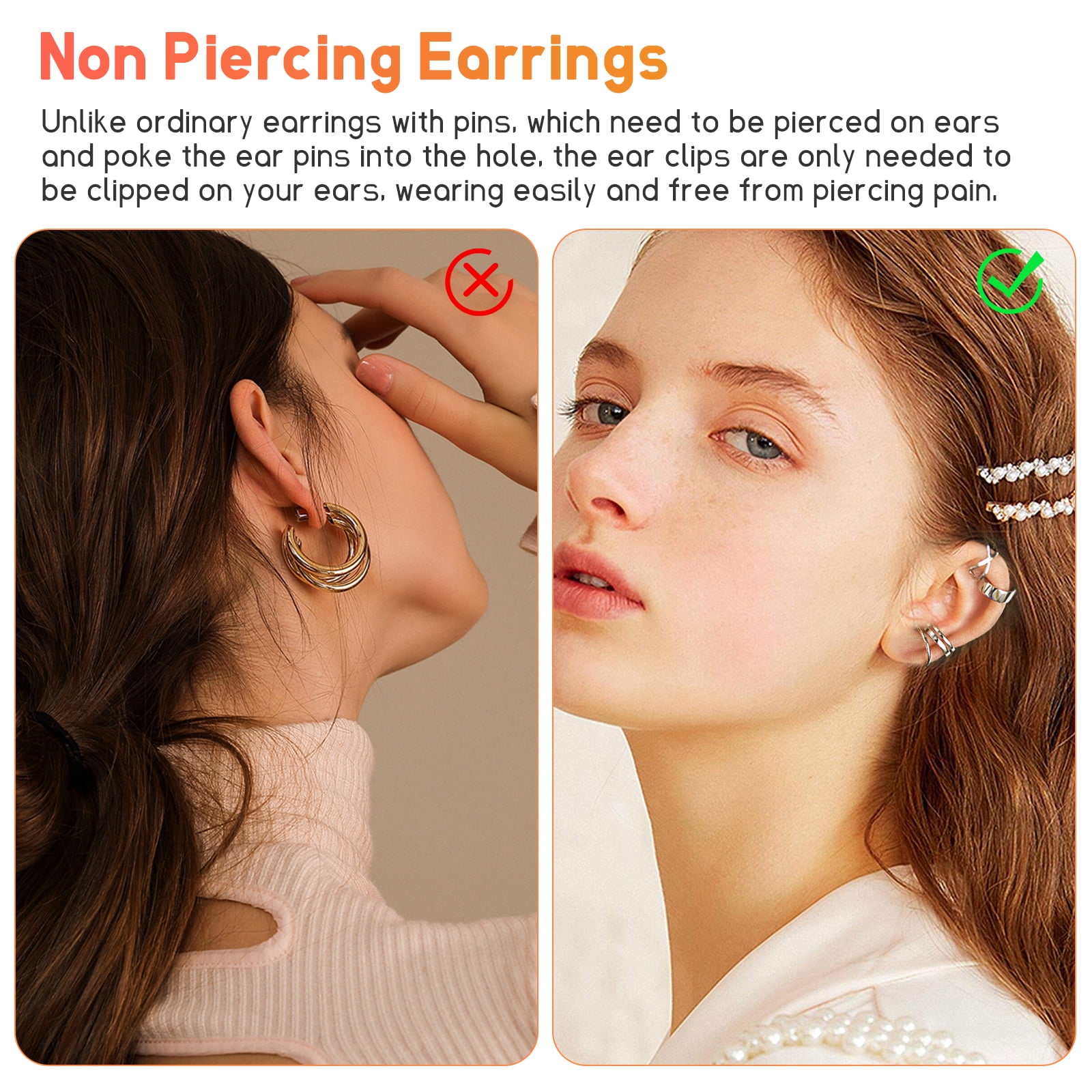 6pcs Stainless Steel Set 8mm Magnetic Stud Earrings For Men Women  Non-piercing Clip-on Earrings Magnet Ear Jewelry | SHEIN