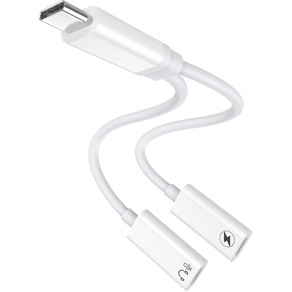 USB C Splitter, Dual USB C Famale to Male Headphone and Charger Adapter Audio Dongle Cable with PD 100W Fast Charging Type C Aux Dongle for iPhone 17/16/15 Pro Max,iPad,MacBook,Samsung Galaxy S25