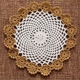 thumbnail image 3 of Oleegame 1PC Placemat Handmade Two Tone Floral Crochet Tray Doilies 9 Beige, 3 of 4