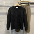 thumbnail image 4 of Suéteres de punto para hombres Ropa de hombre de color sólido Suéteres de cuello redondo lisos Suéteres de cuello redondo beige Sudaderas de maletería Prendas de punto TAS, 4 of 5