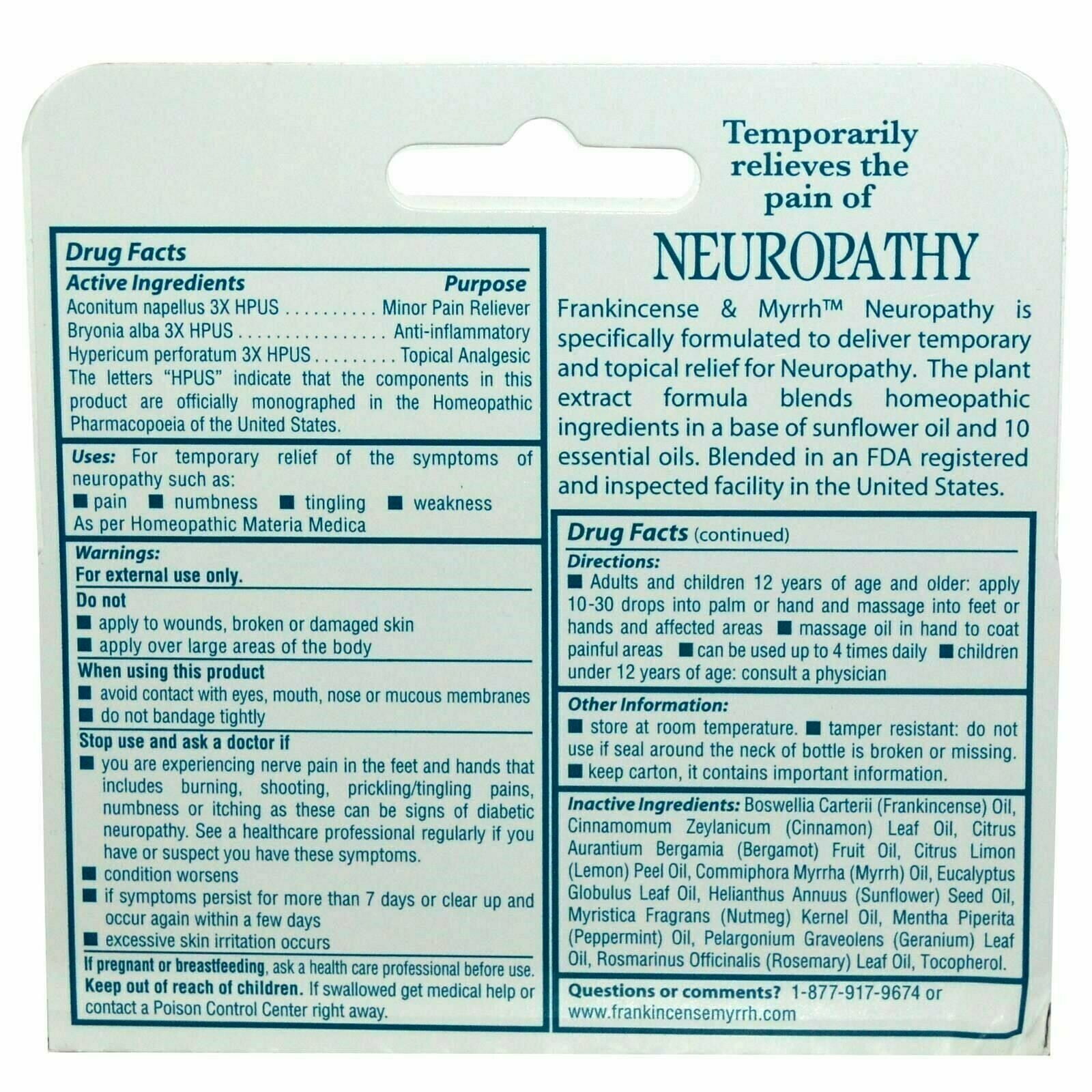 2 Pack Frankincense & Myrrh Neuropathy Rubbing Oil Frankincense Scent with Pain Relief 2 oz