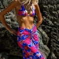 thumbnail image 7 of Women's Three Piece Swimsuit Set Floral Print Split Skirt Straps Sexy Two Piece for Beach Vacation,Purple,L, 7 of 7