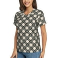 thumbnail image 2 of Xecao Daisy Plaid Black for Women's V-Neck T-Shirts-Elegant Half-Sleeve Tops Perfect for Summer-X-Large, 2 of 5