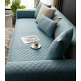 thumbnail image 4 of Nvzi Luxury Water Resistant Quilted Sofa Cover Faux Suede Plaid Sectional Couch Cover Anti-Slip Sofa Slipcover for Dogs, Children, Pets Furniture Protector (Light Blue,28"x28"), 4 of 5