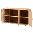 thumbnail image 2 of bali & pari Evania Bohemian Natural Rattan 3-Door Storage Cabinet, 2 of 10