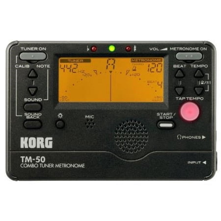 Korg TM50BK Instrument Tuner and Metronome, Black