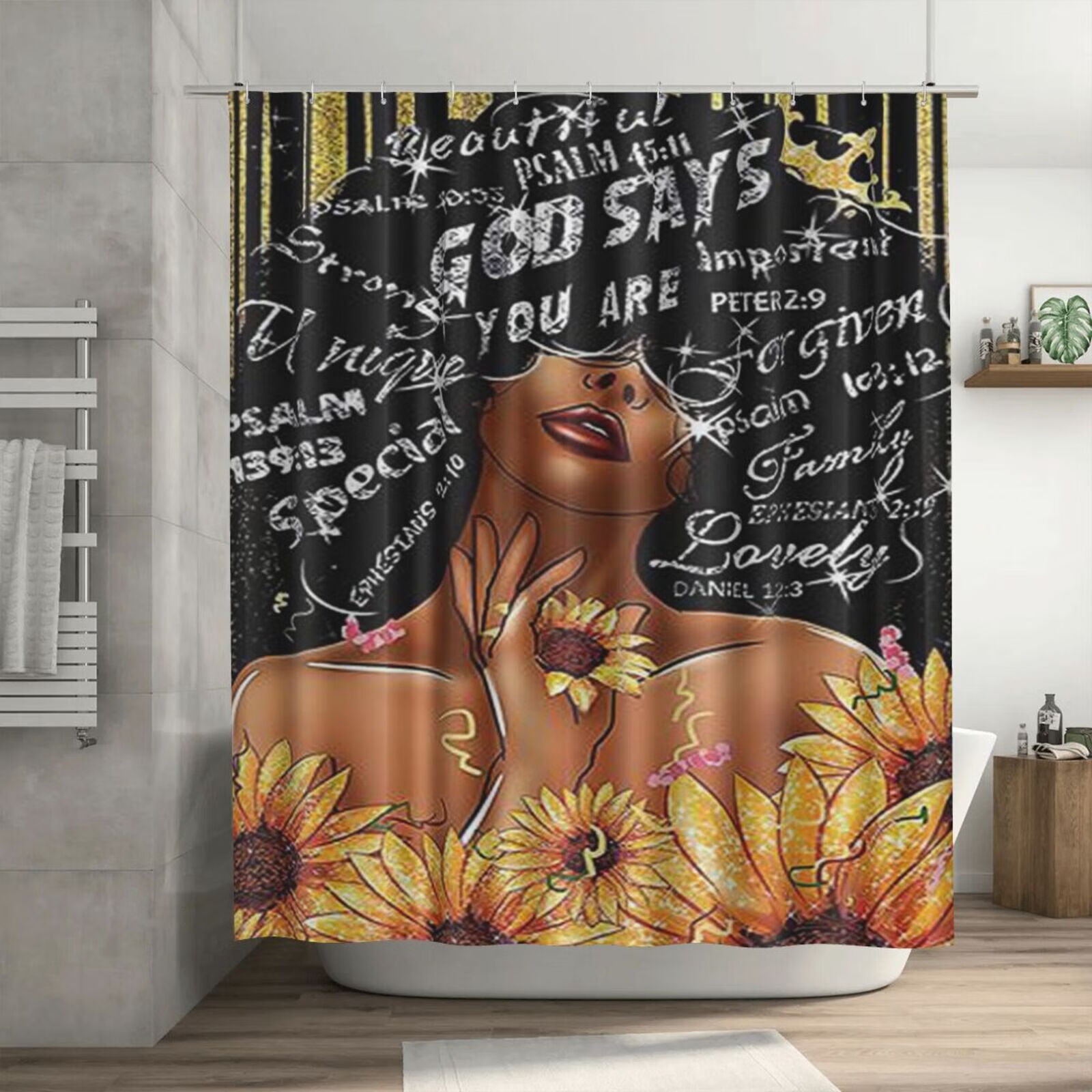  DLTAY African American Shower Curtains, Afro Black Man for  Bathroom Black King Motivational Inspirational Quote Shower Curtain Bathtub  Decor with 12 Hooks 72x72 inches : Home & Kitchen