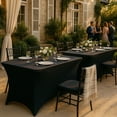 thumbnail image 6 of White Classic Spandex Table Covers 8FT, Pack of 2 Black Fitted Tablecloth, Wrinkle Resistant Folding Table Cover, Washable Stretch Table Cloth for Any Event, 6 of 6
