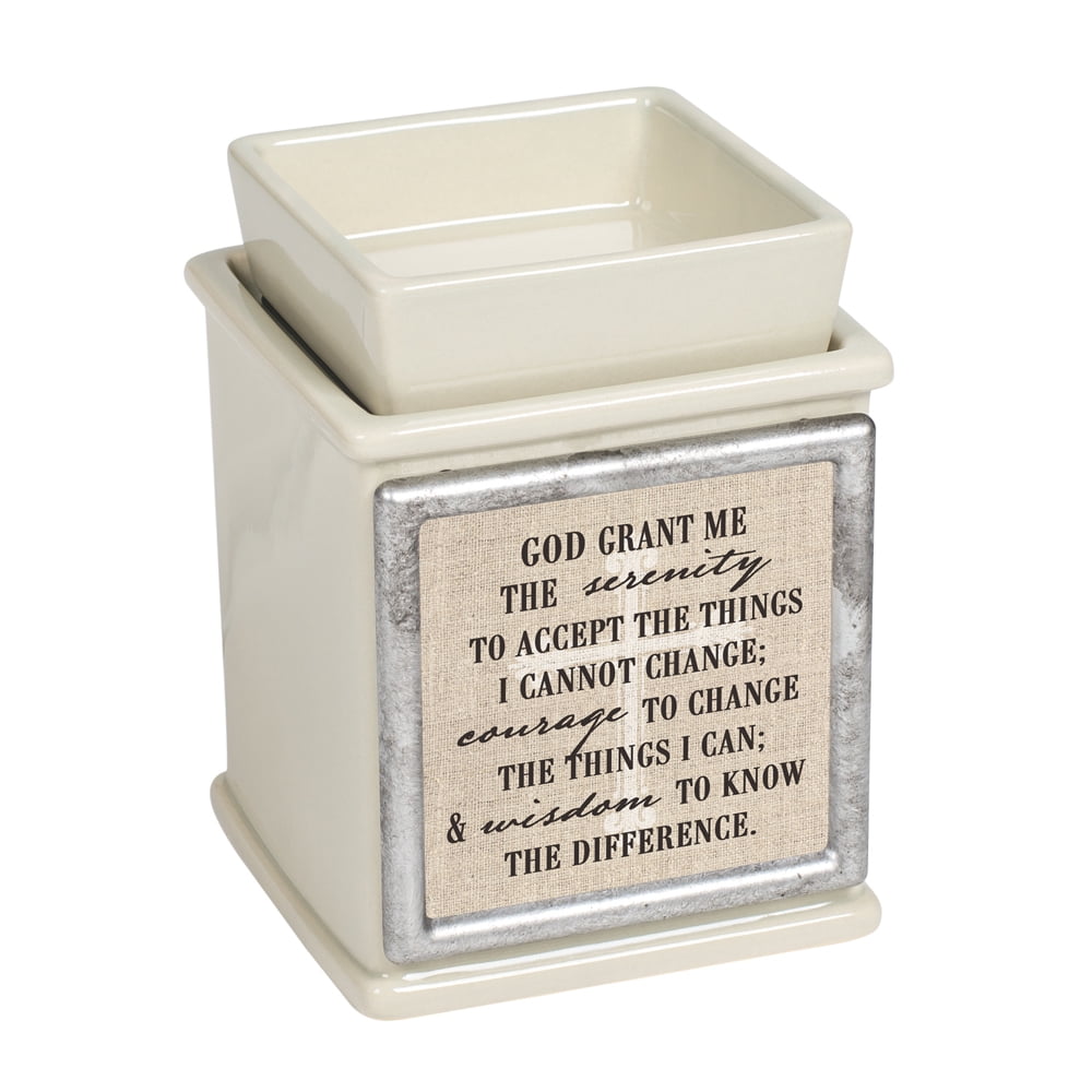 Beige and Silver Colored Serenity Courage Interchangeable Candle Warmer 5'