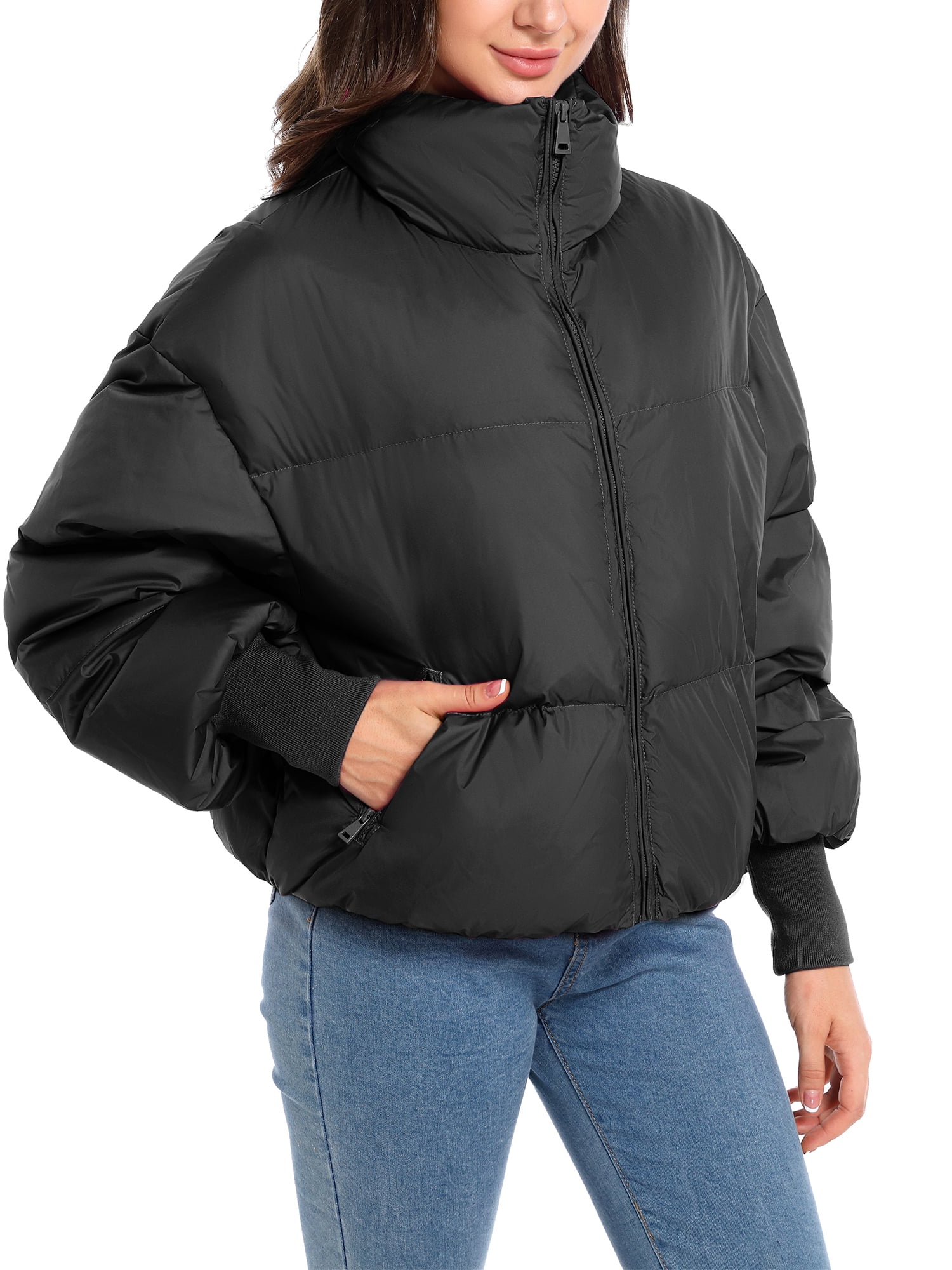 Orolay Women's Ultra Short Down Coat Glossy Puffer Fashion Petite Winter  Jacket with Stand Collar Black XS at  Women's Clothing store