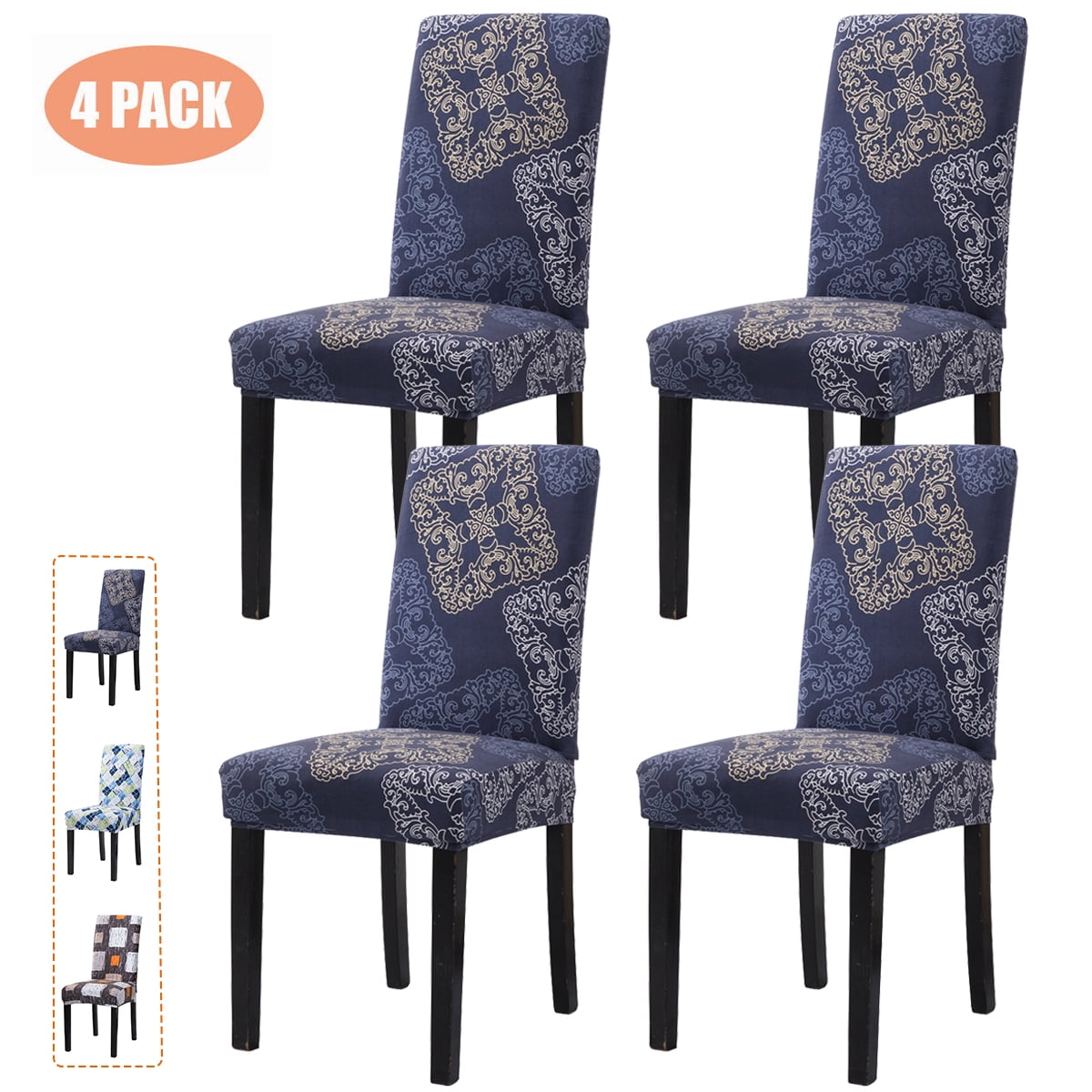CJC Dining Chair Covers Set of 4, Stretch Printed Dining Room Chair