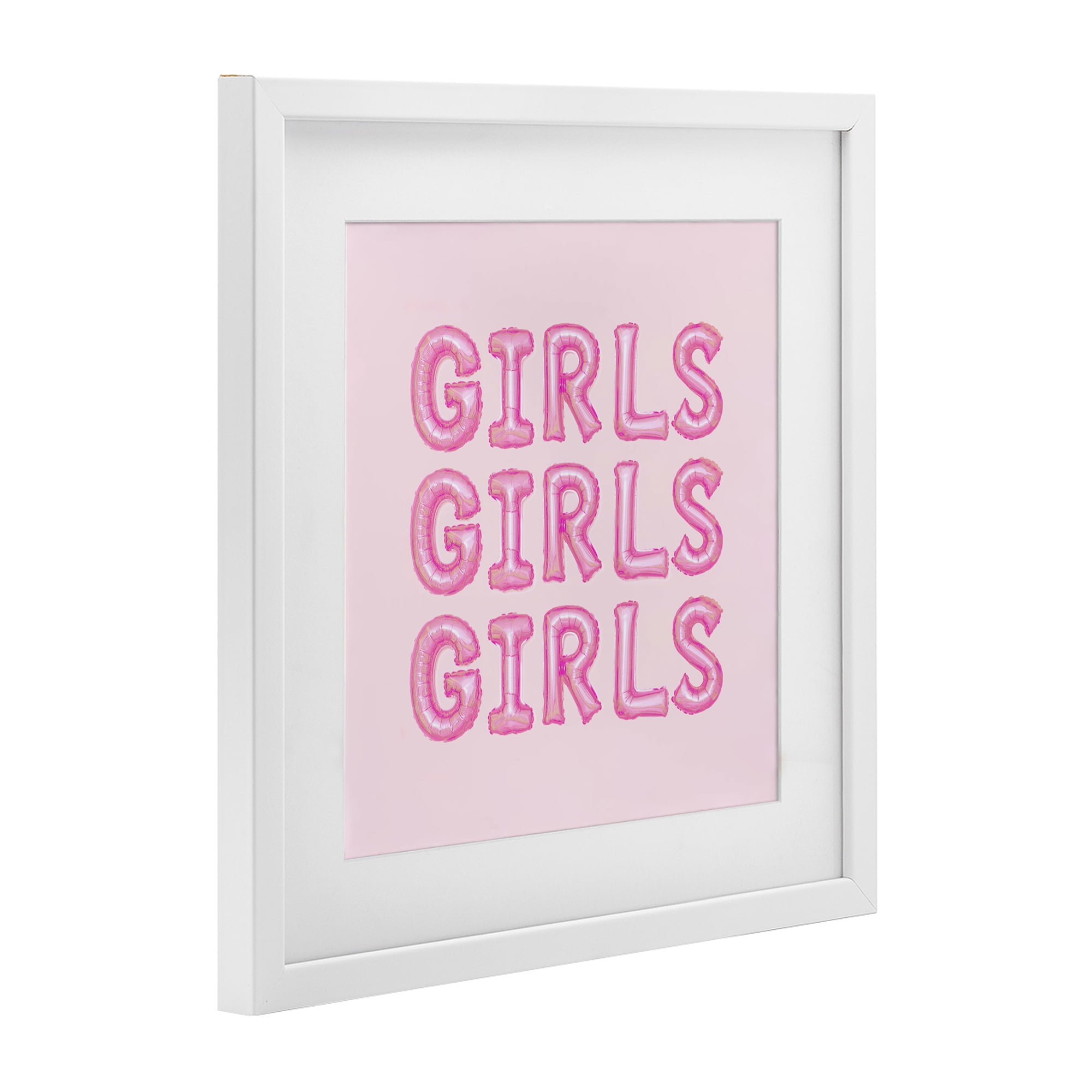 Stupell Industries Girls Letters Party Balloons White Framed Print Under Glass, design by LISH Creative