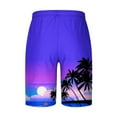 thumbnail image 4 of Elvqul Mens Purple Shorts Bermuda Hawaiian Print Elastic Waist Pull On Drawstrings Shorts for Men, 4 of 4