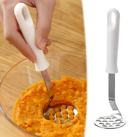 Miayilima Kitchen Mixer Manual Potato Masher Large Crusher for Mashed Potatoes Stainless Multi Purpose Mini Potato Puddler Stainless Household Manual Potato Mashers White