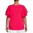 thumbnail image 3 of Terra & Sky Women's Plus Size Eyelet Flutter Sleeve Top, 3 of 5
