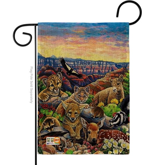 Breeze Decor BD-WL-G-110064-IP-DB-D-US13-AL 13 x 18.5 in. Canyon Friends Burlap Nature Wildlife Impressions Decorative Vertical Double Sided Garden Flag