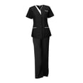 thumbnail image 2 of Uniformes de enfermería, conjuntos de batas para mujer, disfraz de enfermera cómodo para médico, pantalones deportivos superiores para esteticista de Negro Yinane Uniforme de enfermera, 2 of 8