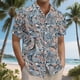 thumbnail image 3 of Blusa y camisa de manga corta con cuello vuelto para hombre, camisa hawaiana informal con estampado floral, camisa de manga corta con solapa, blusa, camisa de poliéster para hombre, 3 of 6