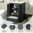 thumbnail image 5 of Mid-Century Bathroom Vanity With Sink, 24 Inch Modern Bathroom Vanities Cabinet With 2 Doors And 1 Drawer, Adjustable Shelves, Wood Frame, Soft Closing, Metal Handles, 5 of 9