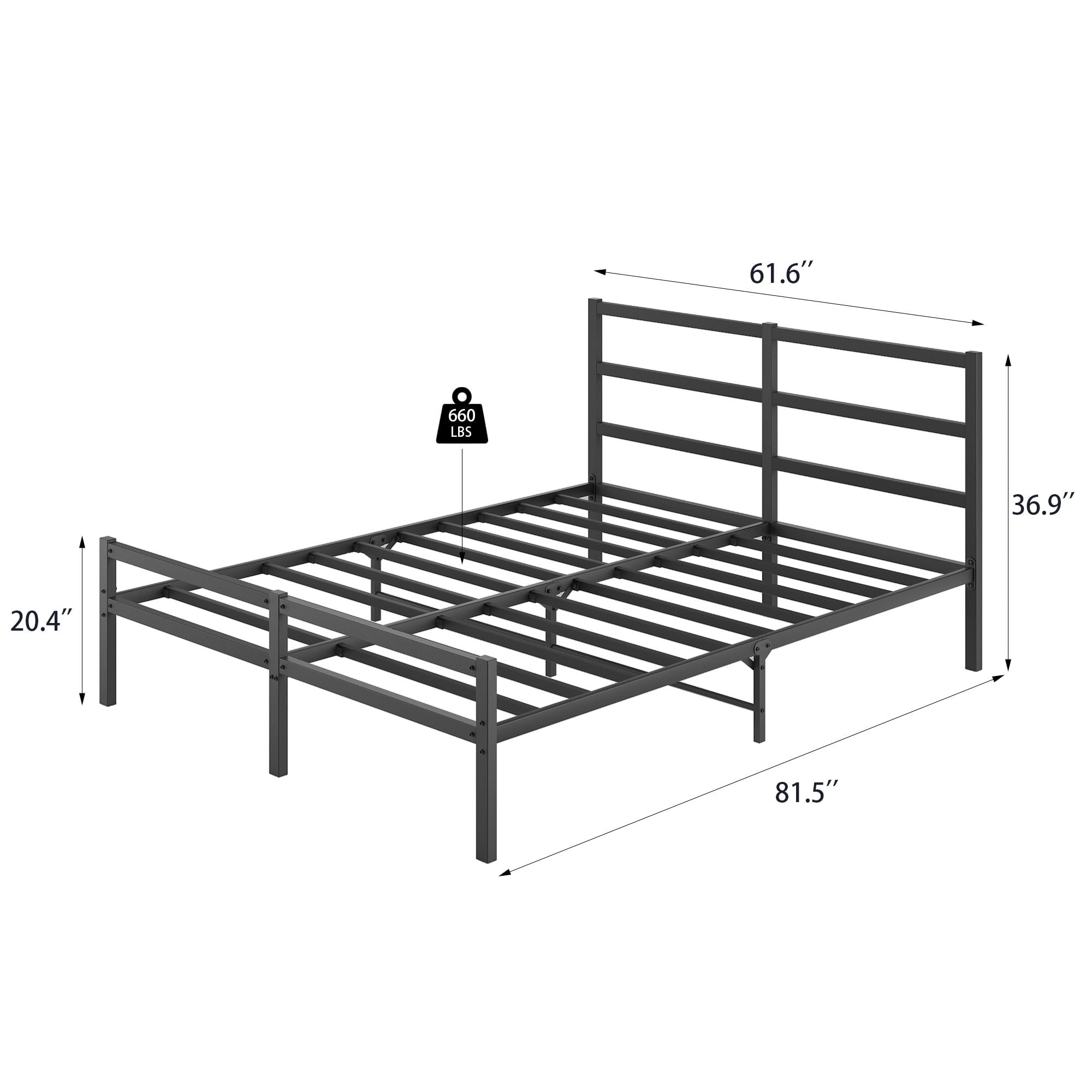 Aukfa Metal Queen Bed Frame, Platform Bed with Headboard, Black