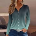 thumbnail image 2 of Yubnlvae Women's Henley Neck Long Sleeve Shirt - 2025 Spring/Fall Casual Button-Down Blouse (Versatile Layering Piece | Soft V-Neck Collar | Stylish Print Options) (Navy | XXL), 2 of 7