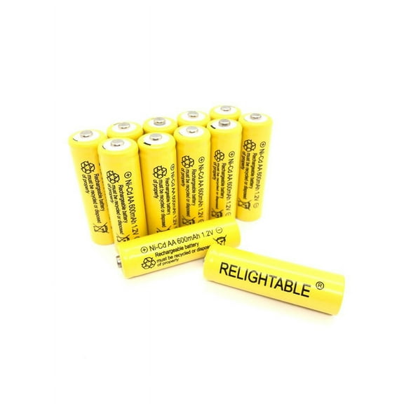 12-PCS AA NiCd 600mAh 1.2V Ni-Cd Rechargeable Batteries RELIGHTABLE Solar Lights A12