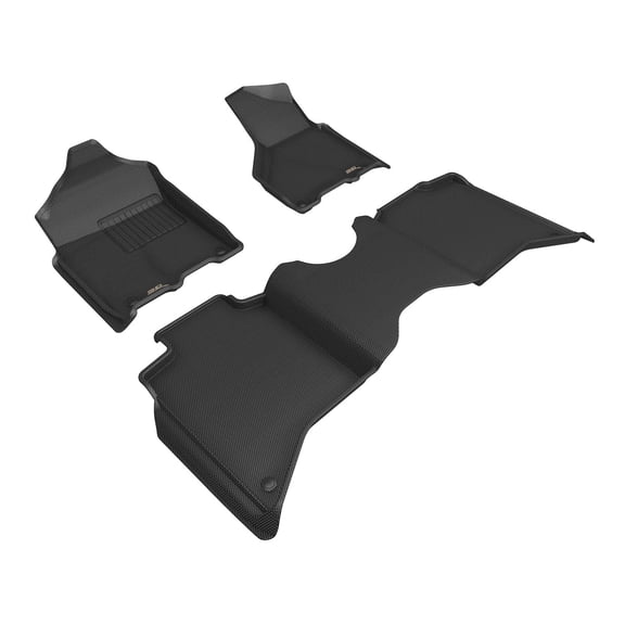 3D MAXpider Kagu Floor Mat (Black) Compatible with Dodge RAM 3500 Crew CAB 2019-2024 Bench Seats - Full Set