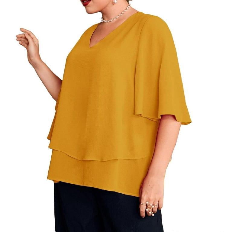 Mustard yellow top plus size tops