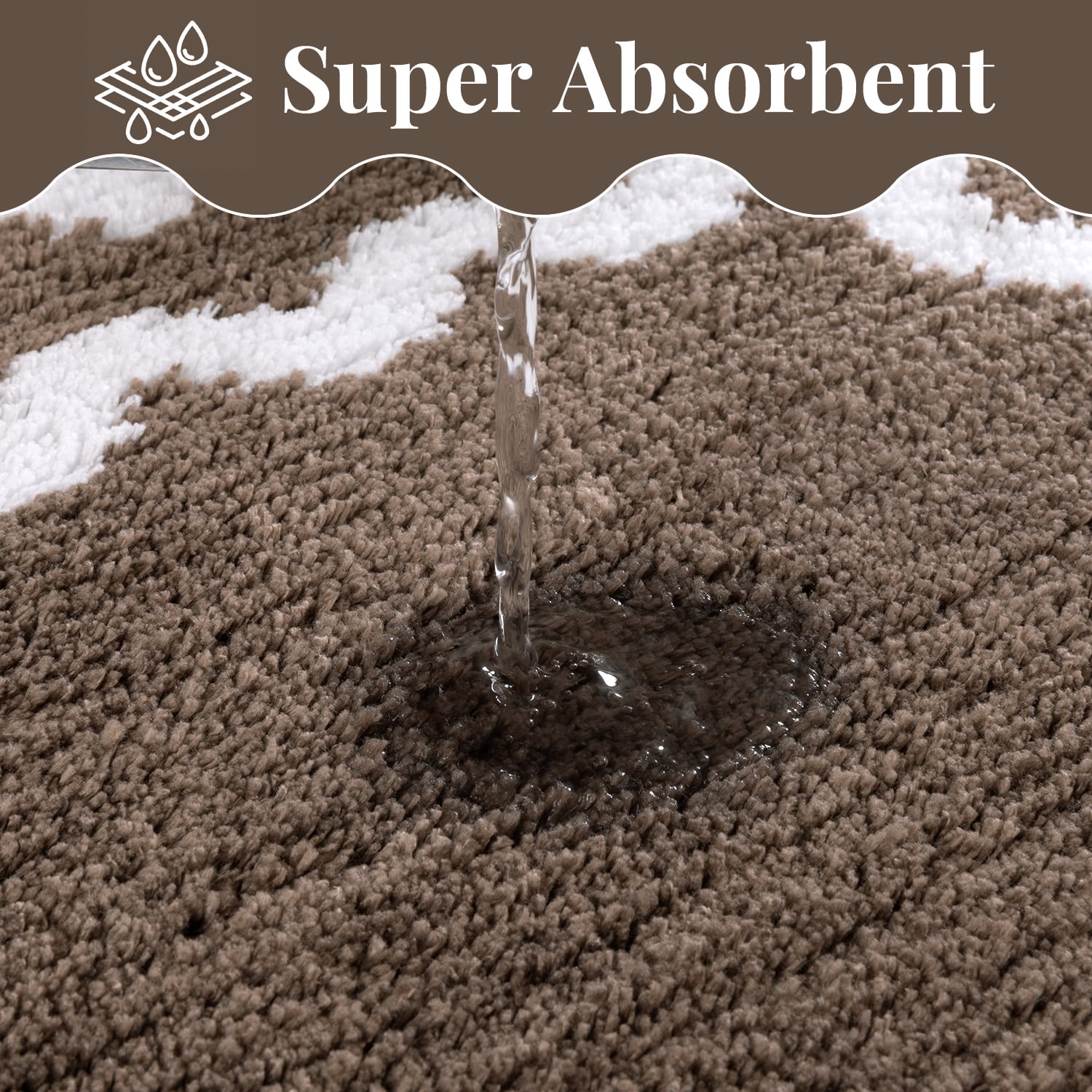 Findosom 4-Piece Bathroom Rugs Set,Non Slip Absorbent Bath Mat,Machine Washable Microfiber Quick Dry Bath Rug for Bathroom Bedroom Kitchen Shower Tub,Brown