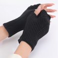 thumbnail image 4 of Women Fingerless Gloves Knitted Solid Color Half Finger Mittens Computer Gloves, 4 of 10