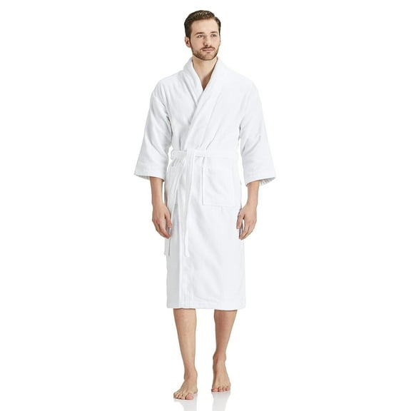 Terry Towels 100% Cotton Bathrobe Kimono for Men Women Solid Towel Robe Shawl Collar Bathrobe