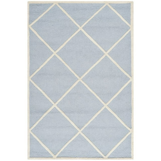 Safavieh Cambridge Collection CAM136A Handmade Moroccan Geometric Light Blue and Ivory Premium Wool Area Rug (4' x 6')