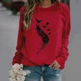 thumbnail image 2 of Jsaierl Womens Crewneck Sweatshirts Plus Size Casual Feather Print Sweatshirt Top Long Sleeve Fashion Fall Pullover Sweatshirts, 2 of 4