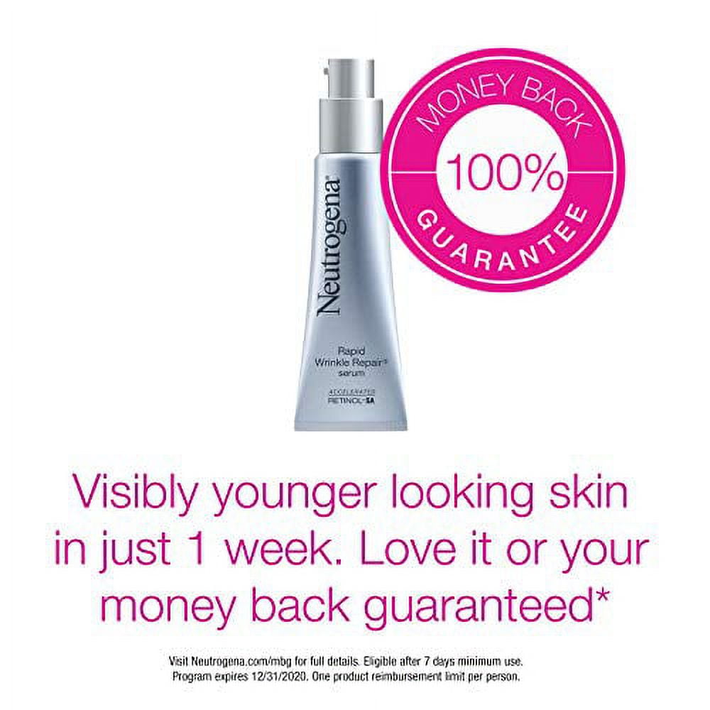 Neutrogena Rapid Wrinkle Repair Retinol Anti-Wrinkle Face Serum with Hyaluronic Acid, Daily Anti-Aging Facial Serum for Fine Lines & Wrinkles, Mineral Oil- & Dye-Free, 1 fl. oz