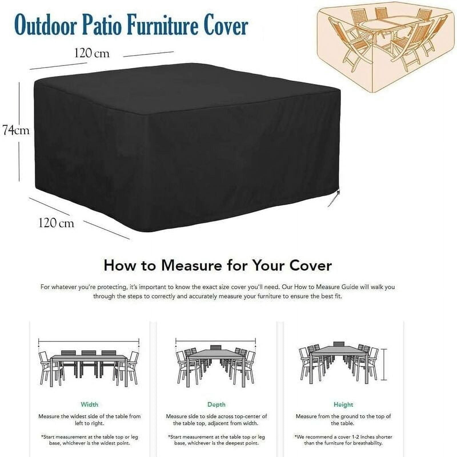 Outdoor Cover Patio Furniture Durable Material Windproof Oxford Fabric, Patio Furniture Covers Waterproof, Tear Resistance & UV Protection, Easy Clean & Storage for Garden (120 x