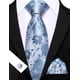 thumbnail image 5 of Set de corbatas Barry.Wang, 150 cm, jacquard de seda, flor azul, 5 of 7