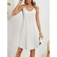 thumbnail image 6 of PULLIMORE Womens Sleeveless Dress Eyelet Embroidery Spaghetti Strap Casual Summer Sexy Scoop Neck Beach Sundress （White,M）, 6 of 7