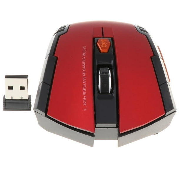Ratón óptico inalámbrico portátil Ratón inalámbrico Ratones para juegos con receptor USB para rojo