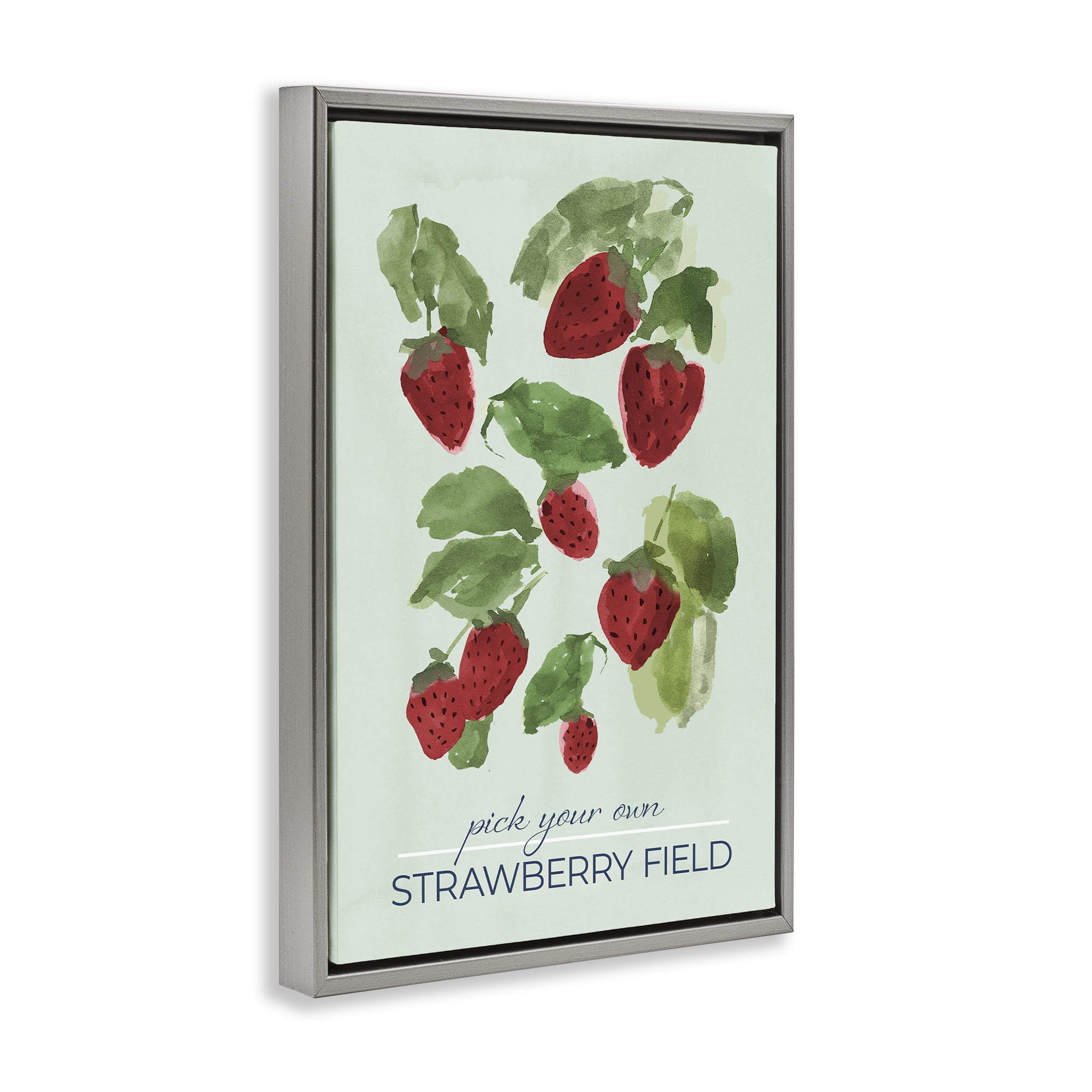 Stupell Industries Strawberry Field Pick Your Own Gray Framed Floater Canvas Wall Art, design by Lucille Price