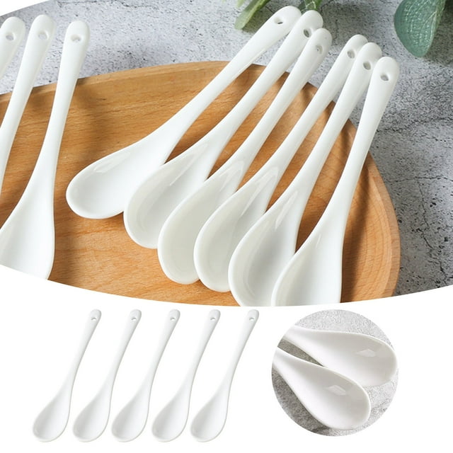 Riforla 13CM Bone Small Spoon Coffee Stirring Spoon Creative Long Handle White Spoon Soup Spoon Seasoning Spoon Tableware White One Size