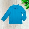 thumbnail image 2 of Kidsy Boys Solid Cargo Polo Peruvian Cotton T-Shirt – Long Sleeve, Polo Neck With 3 Buttons – Williamsburg Blue, 6T, 2 of 4