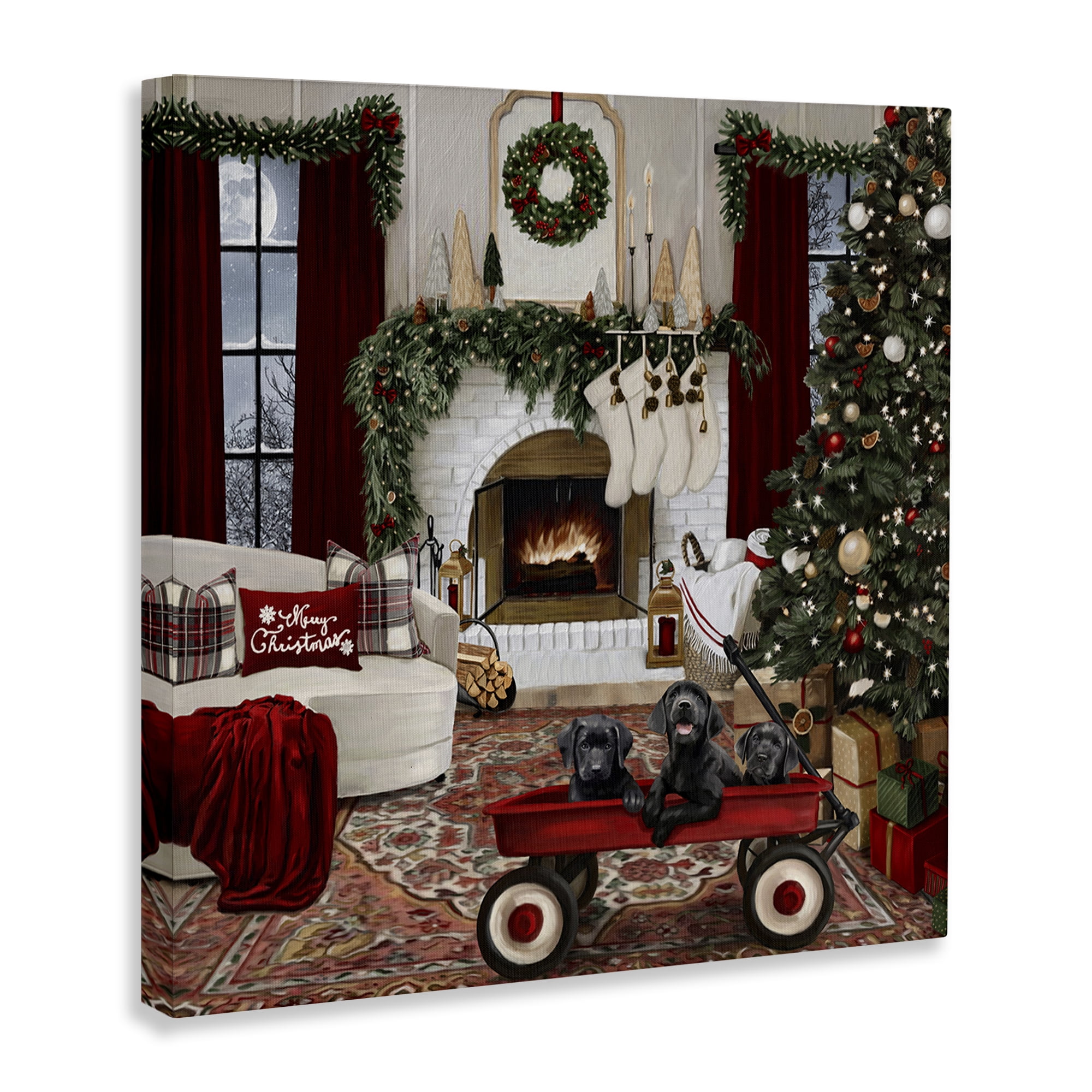 Stupell Industries Christmas Hearth Lounge Holiday Painting Gallery Wrapped Canvas Art Prints Wall Art, 36 x 36