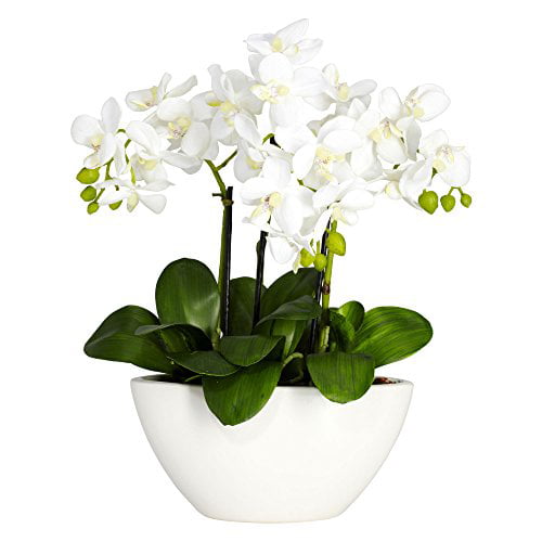Nearly Natural 4804 Phalaenopsis Silk Flower Arrangement, White -  Walmart.com