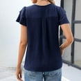 thumbnail image 4 of AherBiu Womens Tops Dressy Casual Blouse Layered Ruffle Short Sleeve Crewneck Summer Ruched Loose Shirts, 4 of 6